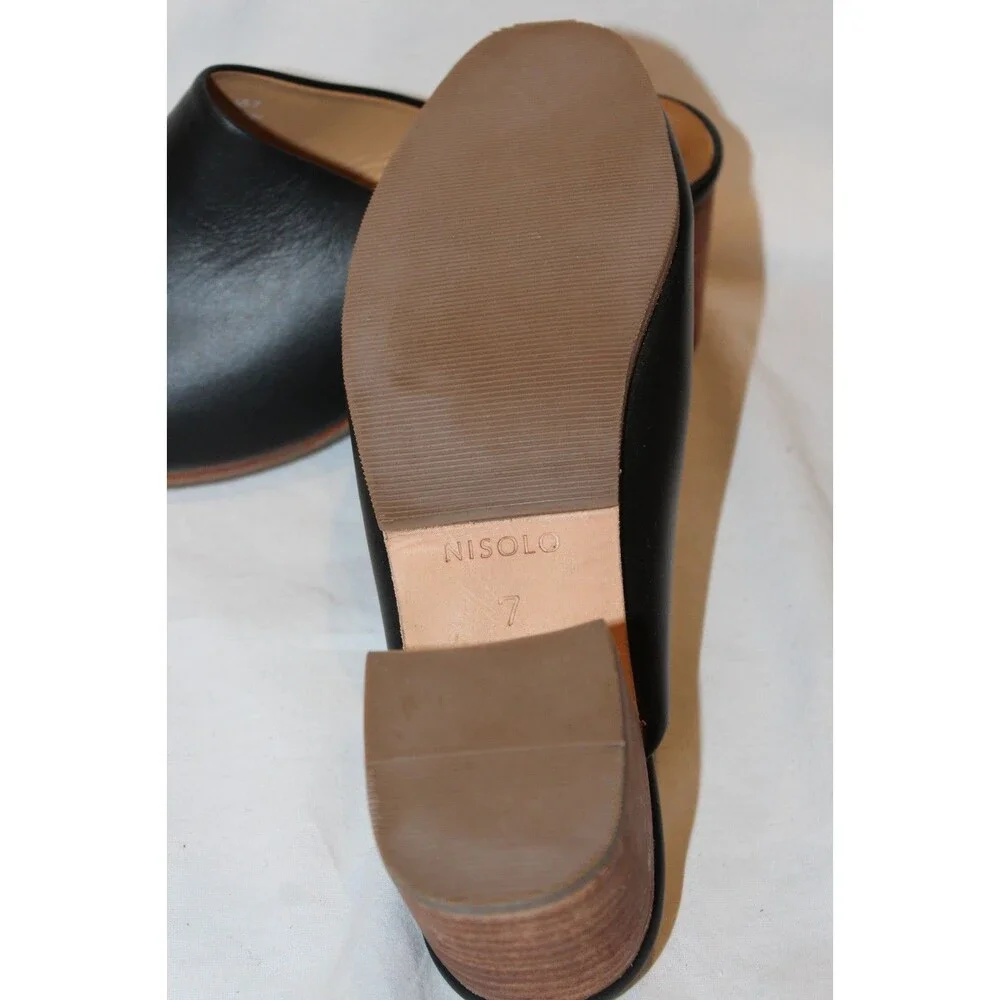 NISOLO WOMEN'S‎ ALL DAY LEATHER MULE BLACK NEW! $180